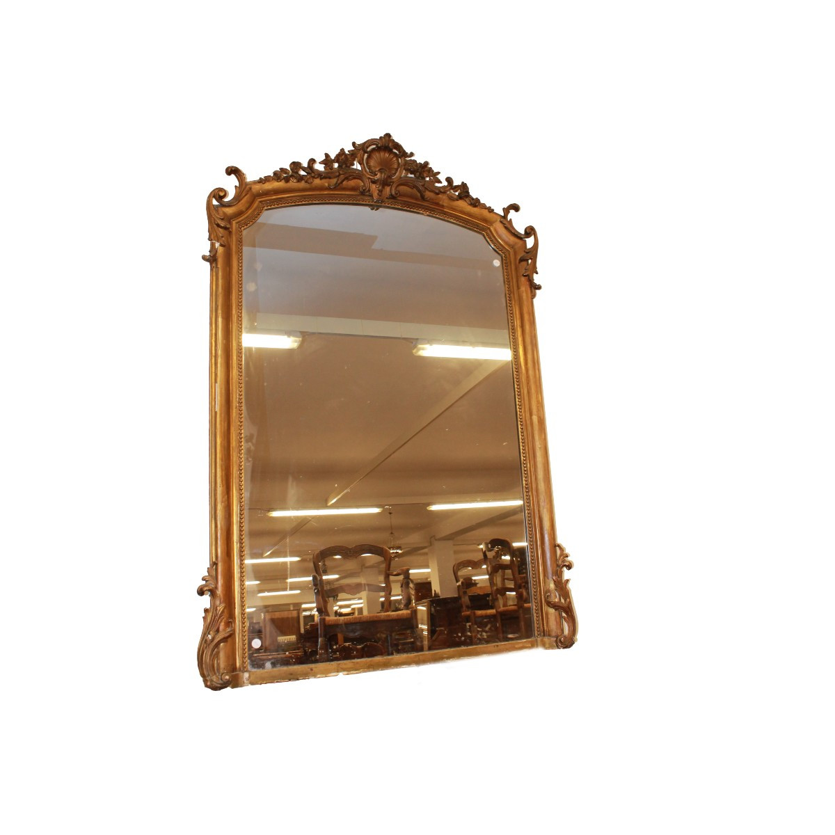 Grande Miroir Français Style Louis XV – Milieu XIXe Siècle (Bois Doré)