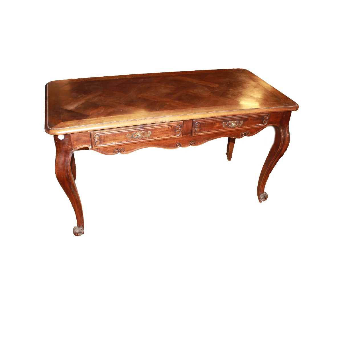 French Provençal Desk – Late 19th Century Oak Wood, Parquet Top