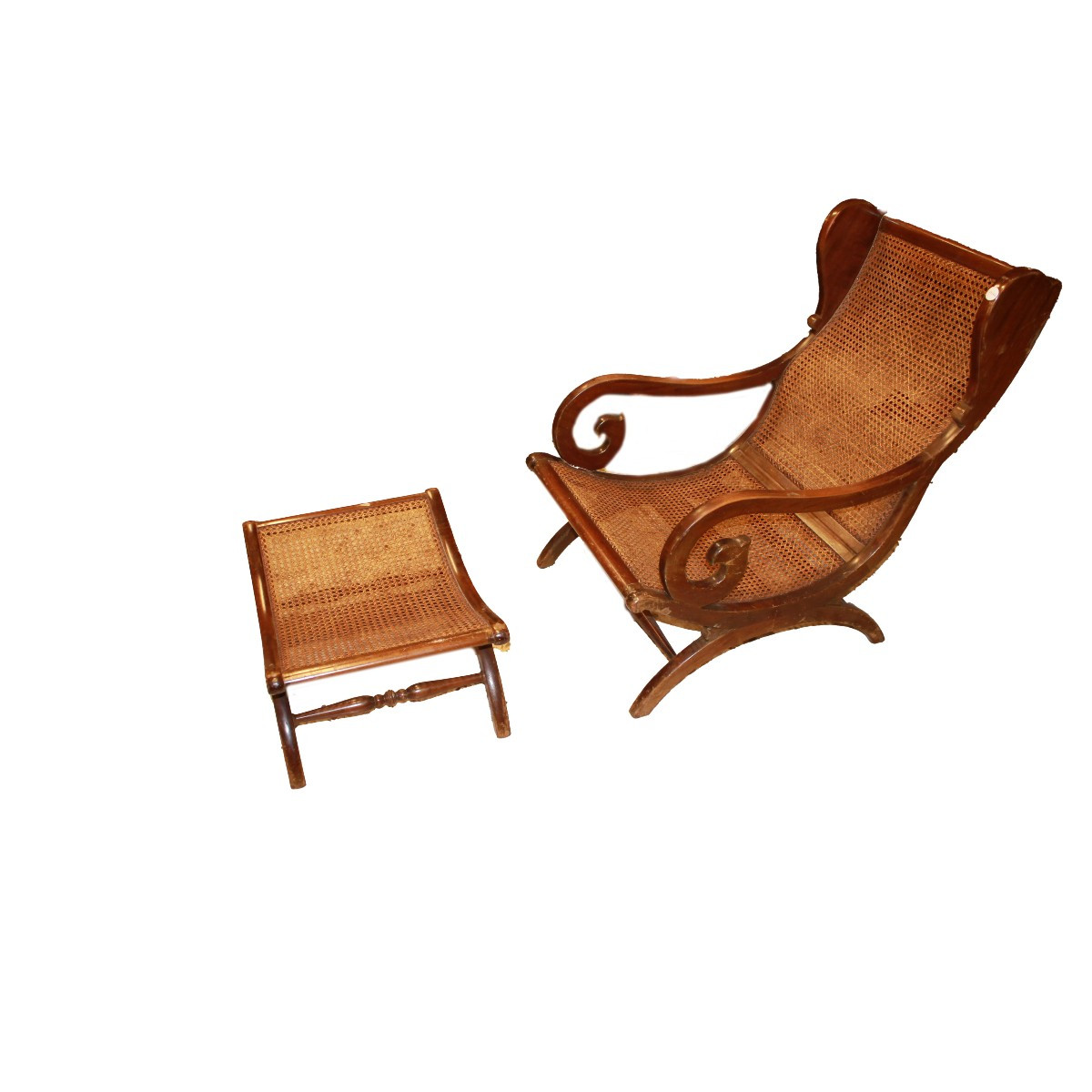 Fauteuil Français avec Repose-Pieds – Style Art Nouveau (Liberty), Début XXe Siècle