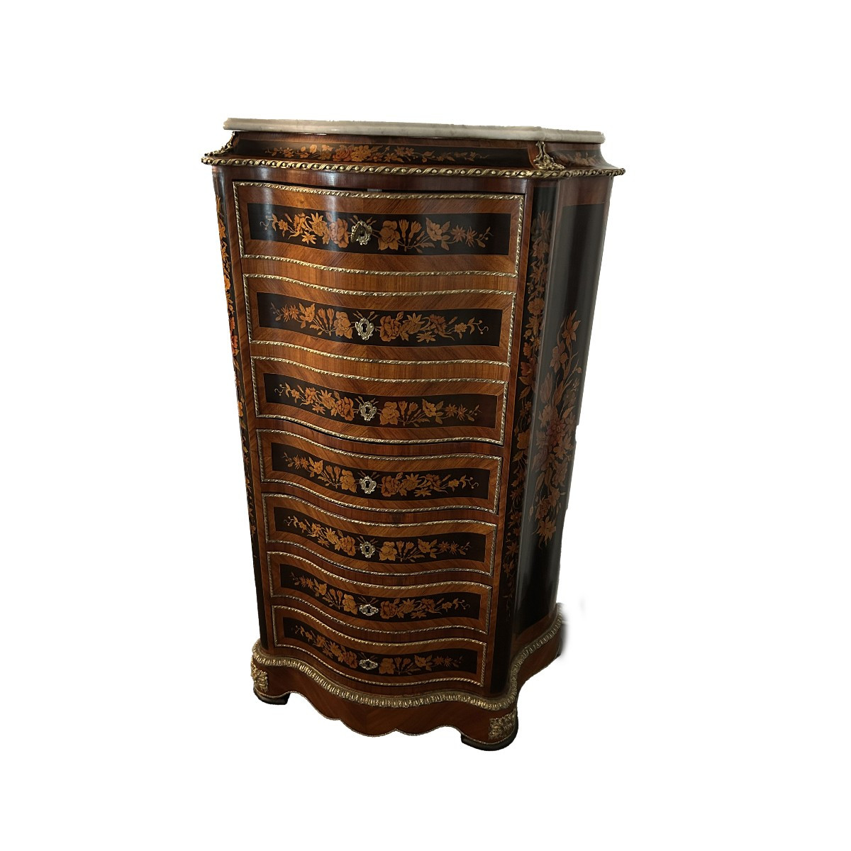 semainier Française Napoléon III – Milieu XIXe Siècle (Bois de Rose et Ébène)