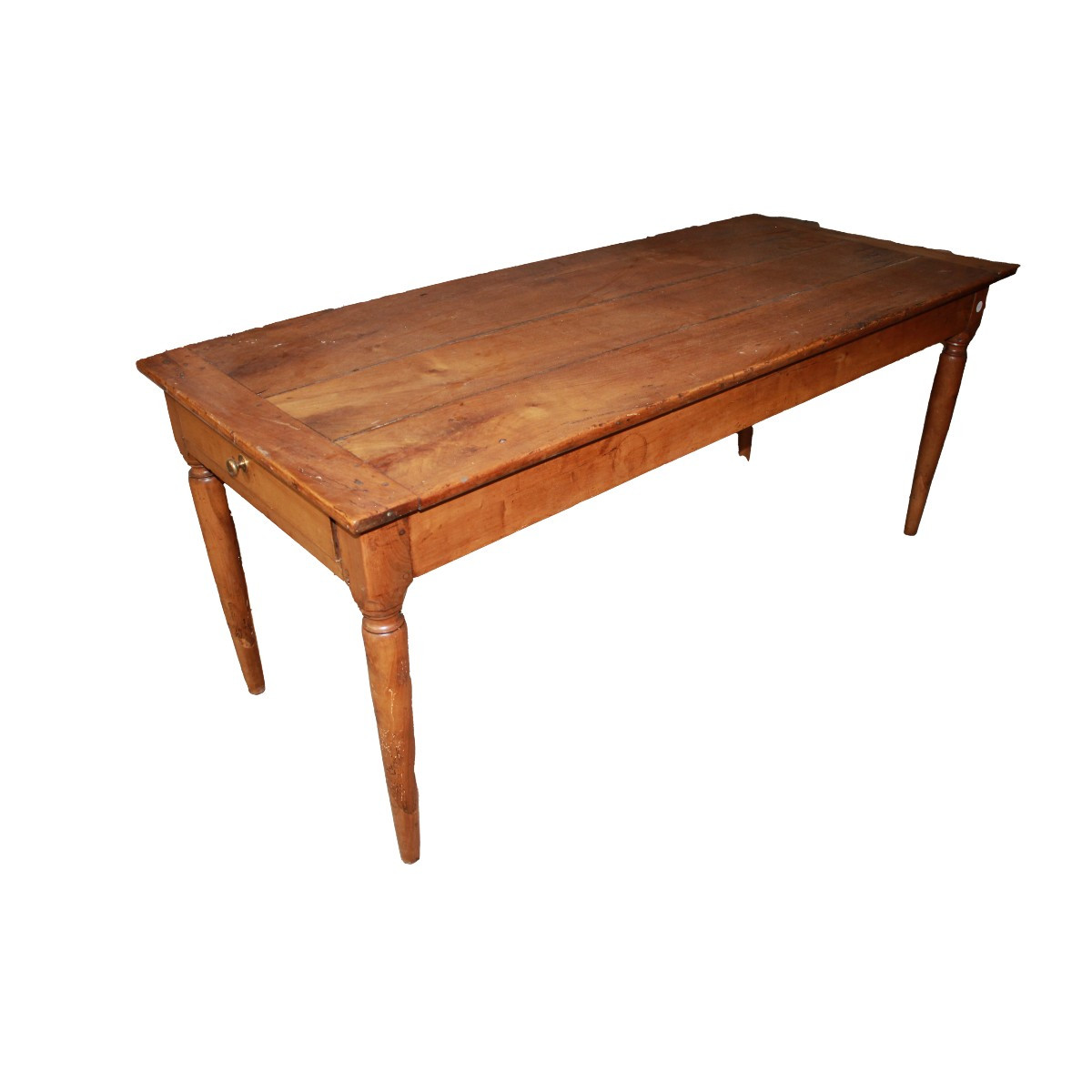 Rustic French Cherry Wood Dining Table – Early 19th Century With Drawers