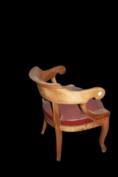 Fauteuil Cabriolet de Bureau Français Style Empire en Noyer – Seconde Moitié XIXe Siècle-photo-3