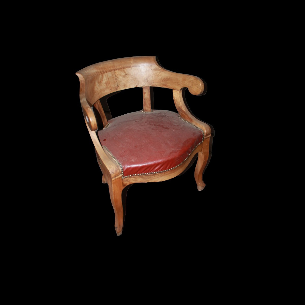 Fauteuil Cabriolet de Bureau Français Style Empire en Noyer – Seconde Moitié XIXe Siècle