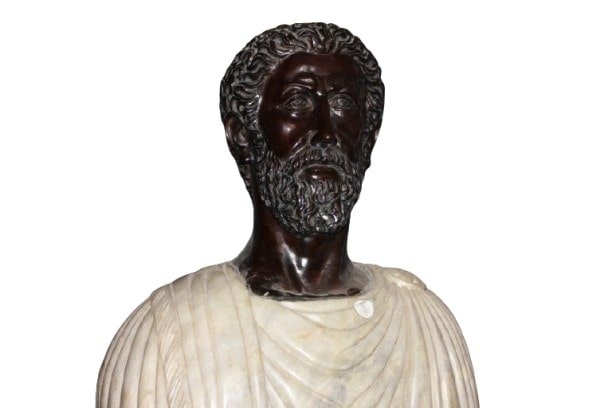 Pair Of Italian Neoclassical Busts – Early 20th Century Marble & Bronze Replicas-photo-3