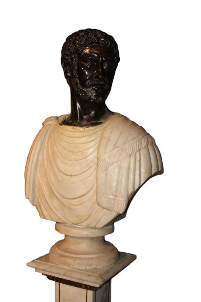 Pair Of Italian Neoclassical Busts – Early 20th Century Marble & Bronze Replicas-photo-2