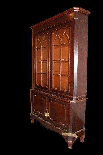 Bibliothèque Vitrée Anglaise en Acajou – Fin XIXe Siècl-photo-1