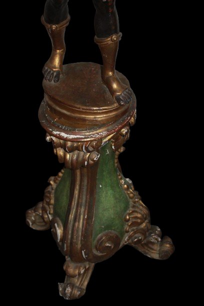 Pair Of Venetian Blackamoor Sculptures In Carved And Gilded Wood – Early 19th Century-photo-2