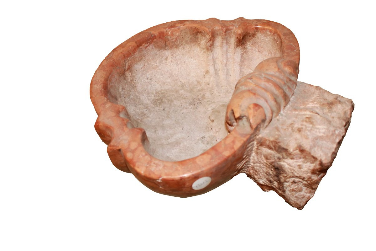 Bénitier en Marbre du XIXe Siècle – Art Dévotionnel Français-photo-2