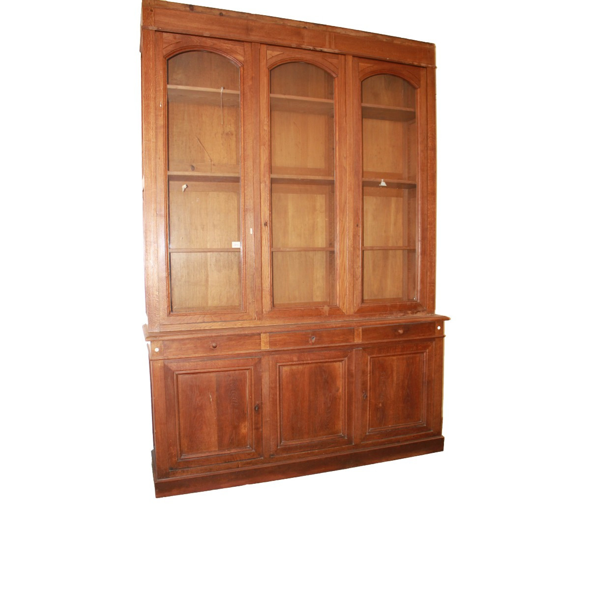 Large French Oak Bookcase, Two-body – Late 19th Century