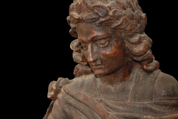 18th Century Italian Carved Wooden Sculpture – High Relief Male Figure-photo-2