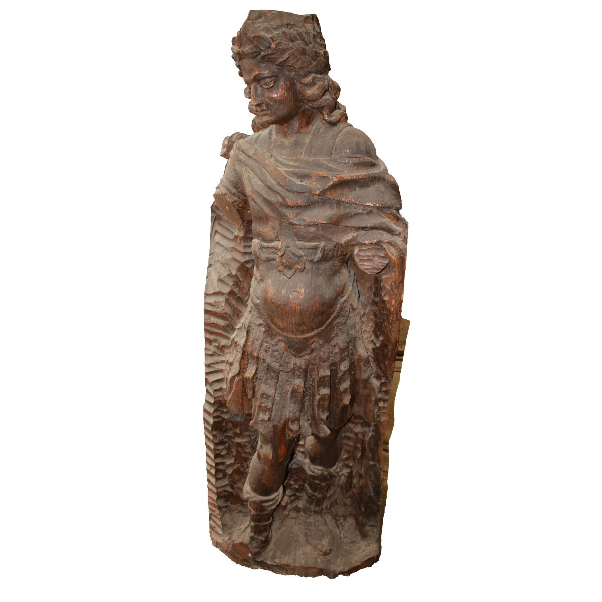 18th Century Italian Carved Wooden Sculpture – High Relief Male Figure