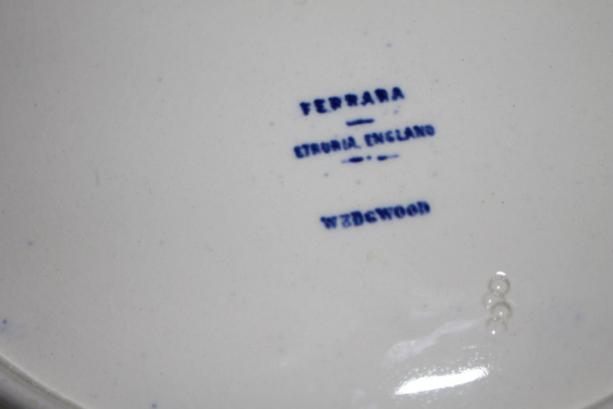 Assiette Anglaise en Porcelaine Bleu et Blanc Début XXe Siècle avec Vue de Ferrara-photo-4