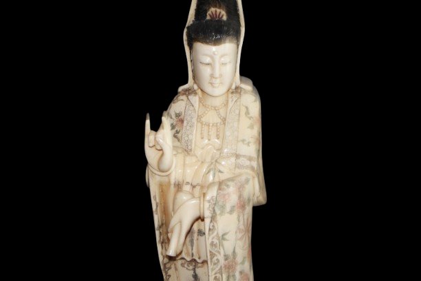 Pair Of Chinese Mammoth Ivory Sculptures – 20th Century-photo-3