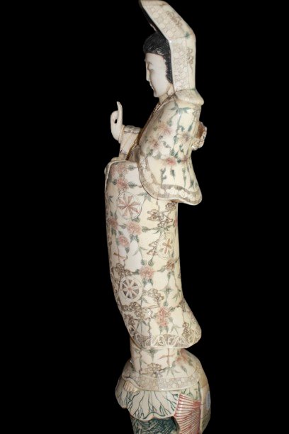 Pair Of Chinese Mammoth Ivory Sculptures – 20th Century-photo-1