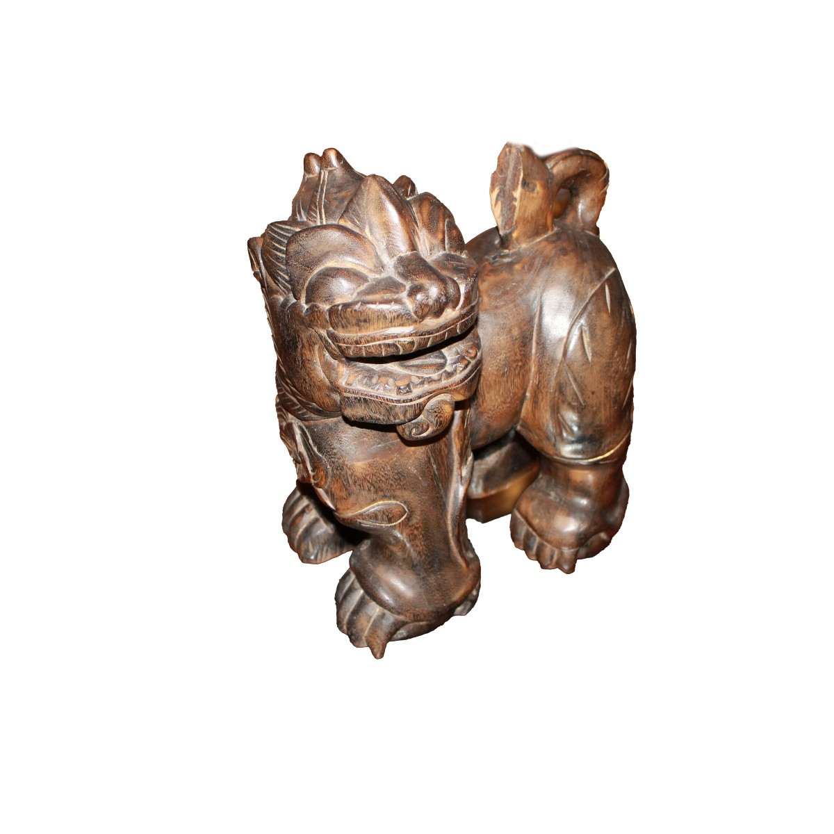 Chinese Foo Dog Wooden Sculpture – Early 20th Century