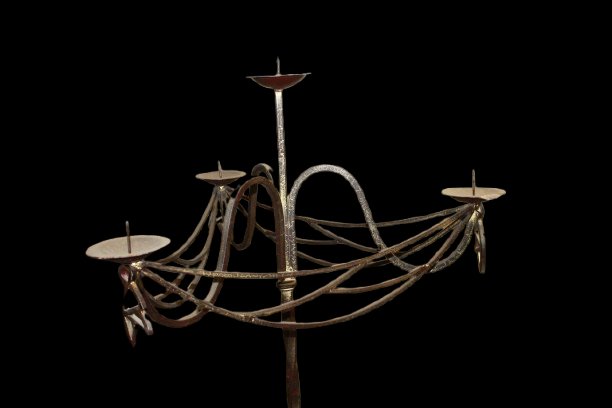 Lampadaire en Fer Forgé Style Art Nouveau – Fin XIXe / Début XXe Siècle-photo-2