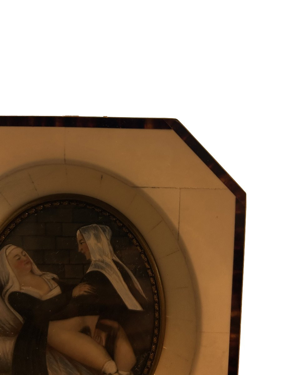 Rare 19th Century Erotic Miniature Painting – French Antique Artwork-photo-3