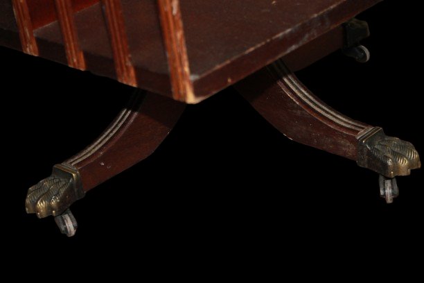 Bibliothèque tournante anglaise victorienne en acajou avec plateau en cuir, XIXe siècle-photo-4