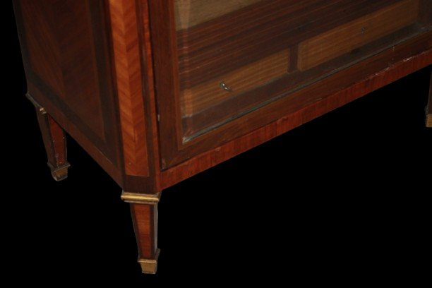 Large Antique French Louis XVI Display Cabinet In Rosewood And Bois De Rose, 19th Century-photo-4