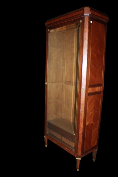 Large Antique French Louis XVI Display Cabinet In Rosewood And Bois De Rose, 19th Century-photo-1