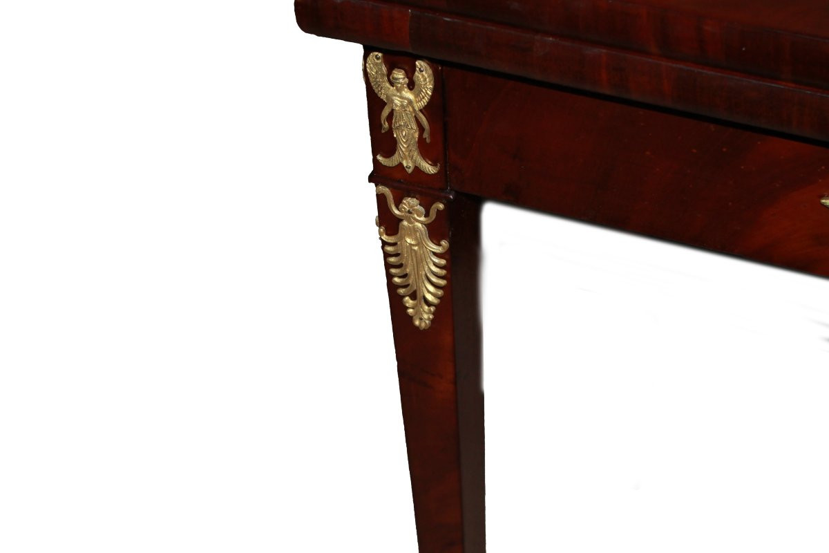 French Empire Game Table In Mahogany With Gilt Bronze Mounts, Mid-19th Century-photo-2