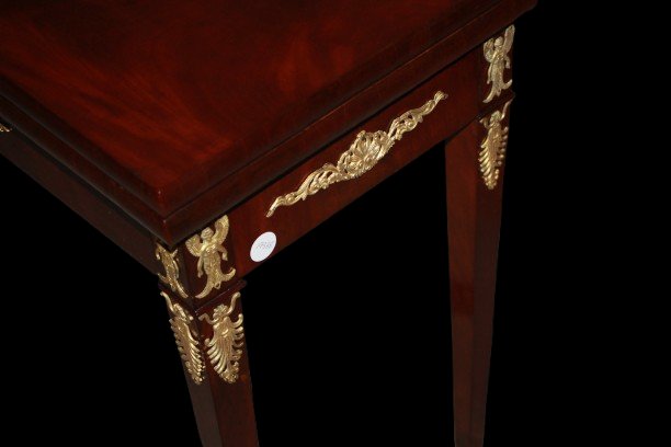 French Empire Game Table In Mahogany With Gilt Bronze Mounts, Mid-19th Century-photo-4