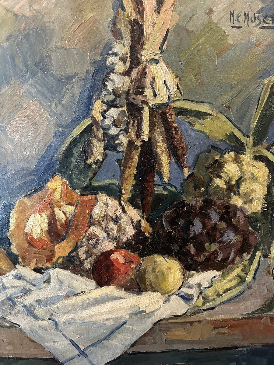 20th Century French Oil Painting Still Life In Post-impressionist Style, Signed H. E. Musset-photo-2