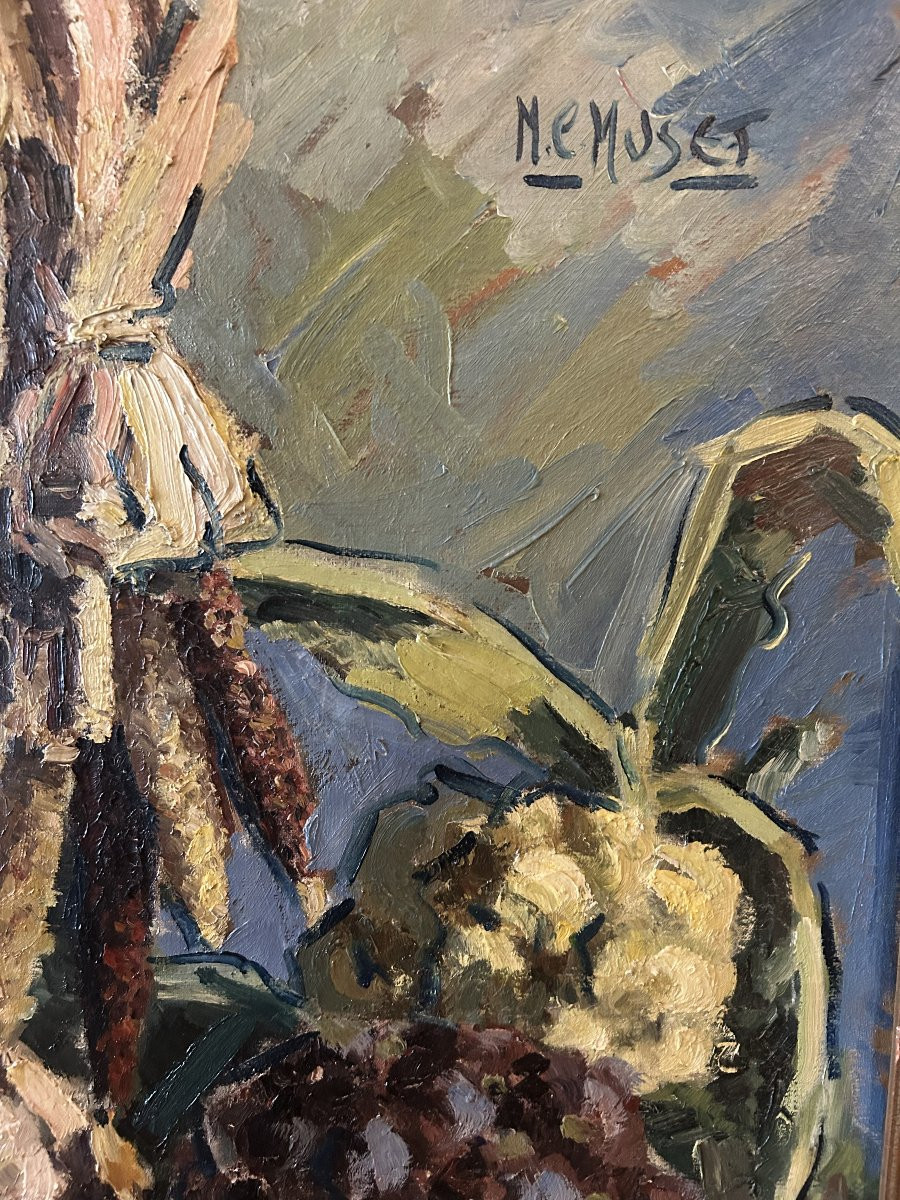 20th Century French Oil Painting Still Life In Post-impressionist Style, Signed H. E. Musset-photo-3