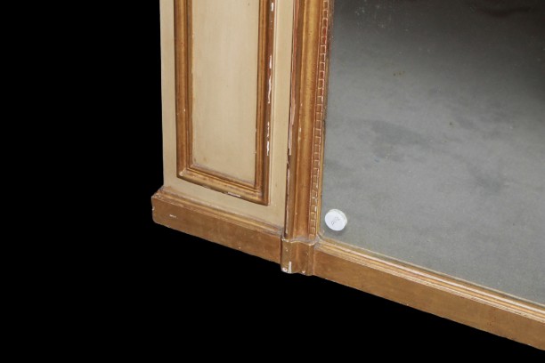 Miroir de cheminée ancien français style Louis XV avec panneau peint, XIXe siècle-photo-1
