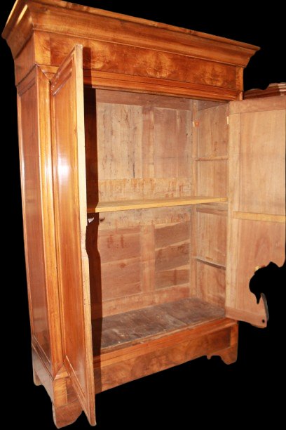 Armoire ancienne française style Louis-Philippe en noyer, restaurée, XIXe siècle-photo-4
