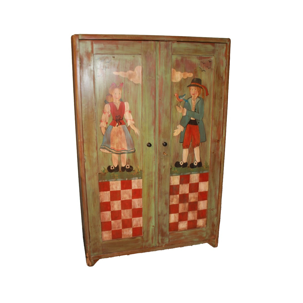 Tyrolean Painted Wardrobe, Late 19th Century
