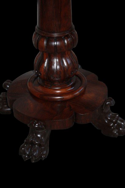 Table de jeu anglaise style Regency en palissandre avec base tripode, XIXe siècle-photo-1