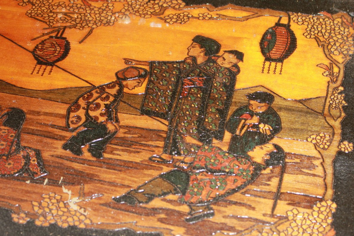19th-century French Chinoiserie Coffee Table Featuring A Scene With Figures-photo-3