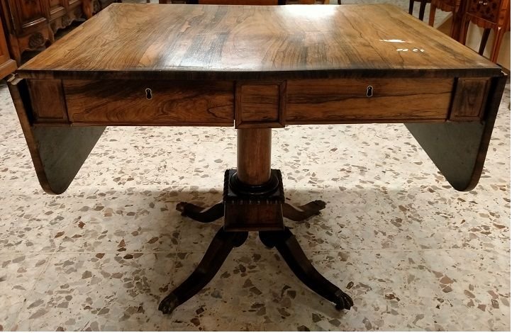 Regency-style Rosewood Side Table With Wings-photo-2