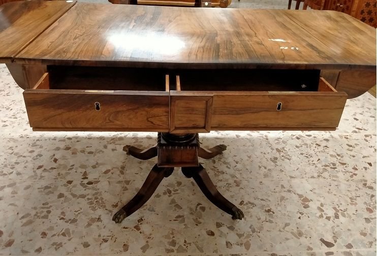 Regency-style Rosewood Side Table With Wings-photo-3
