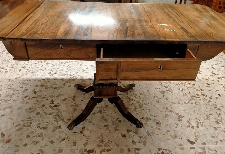 Regency-style Rosewood Side Table With Wings-photo-1