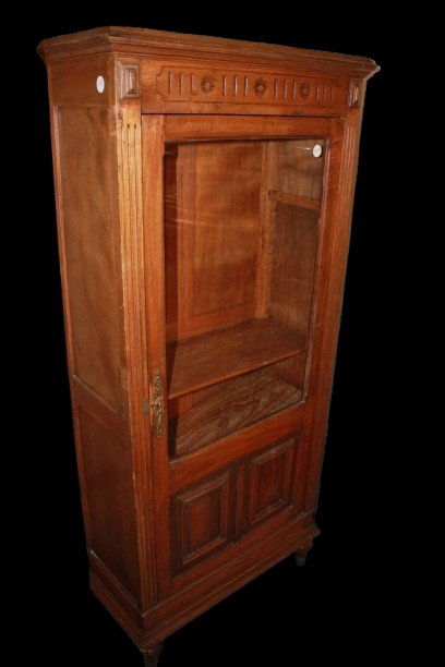 Vitrine Française en Chêne à Une Porte – Fin XIXe Siècle, Style Rustique-photo-4