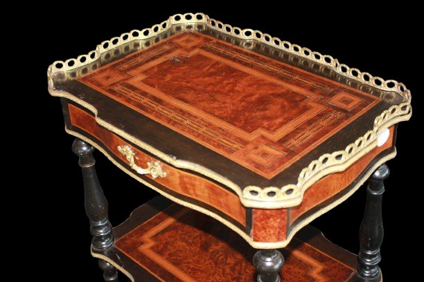 Napoleon III-style Side Table With Shelves And A Drawer From The 1800s-photo-2