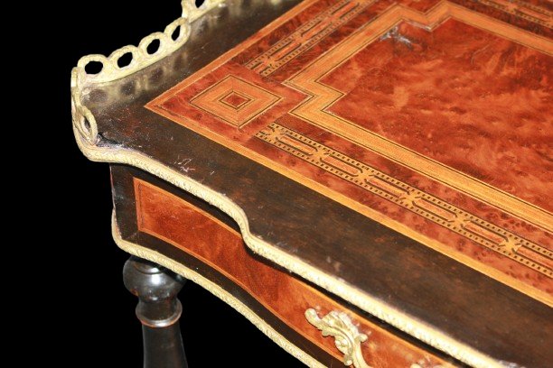 Napoleon III-style Side Table With Shelves And A Drawer From The 1800s-photo-3