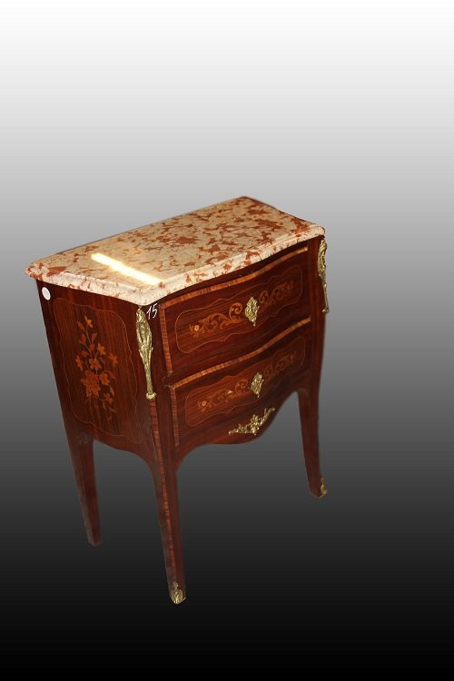 French Louis XV-style Console Table With French Red Marble Inlays And Bronze Accents-photo-2