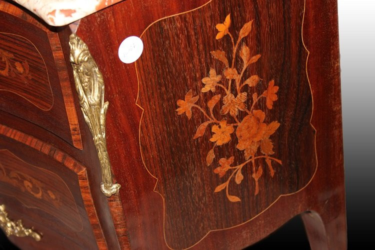 French Louis XV-style Console Table With French Red Marble Inlays And Bronze Accents-photo-4