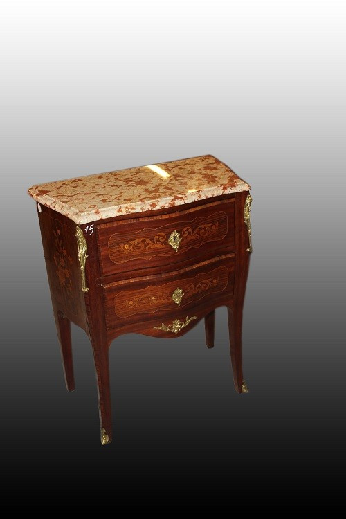 French Louis XV-style Console Table With French Red Marble Inlays And Bronze Accents