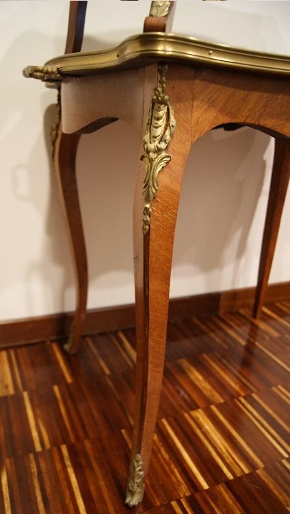Two-tiered Louis XV Side Table With Inlay Work-photo-2