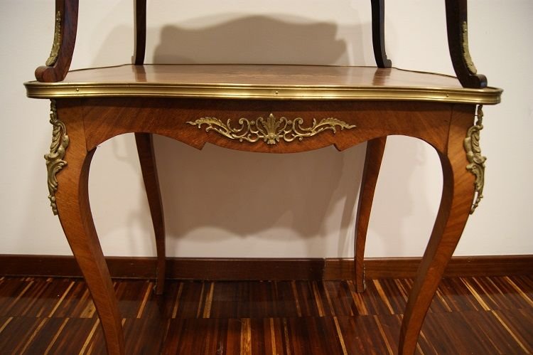 Two-tiered Louis XV Side Table With Inlay Work-photo-3
