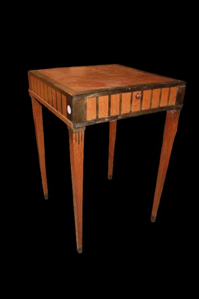 Table d’appoint carrée française en ébène et bois de violette – Style Louis XVI XIX secolo -photo-4