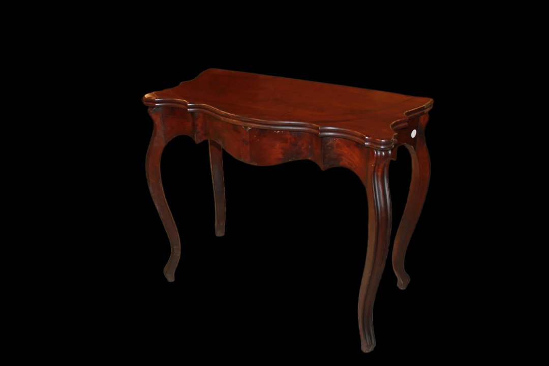 Italian Card Table From The Mid-1800s, Made Of Walnut-photo-1