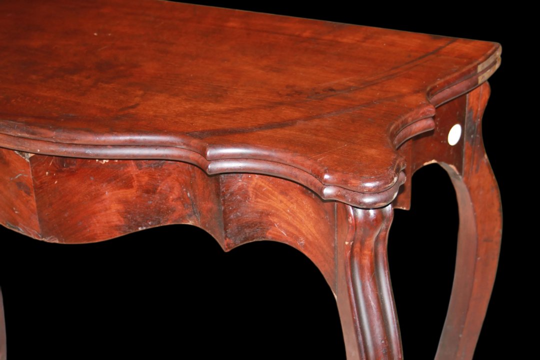 Italian Card Table From The Mid-1800s, Made Of Walnut-photo-2