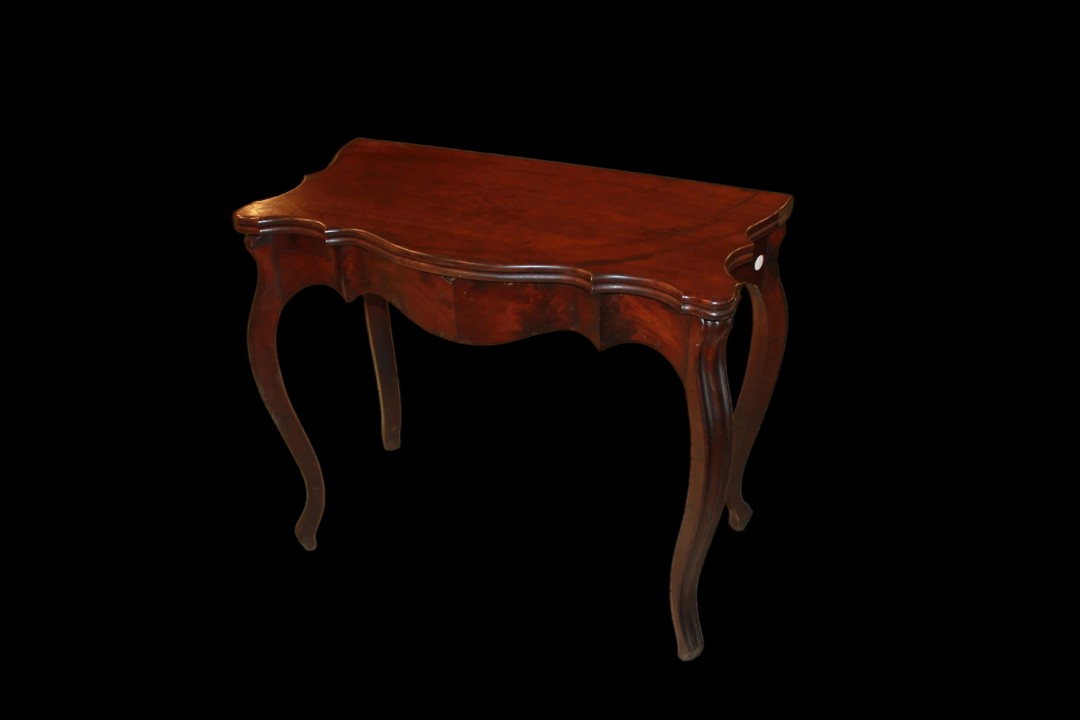 Italian Card Table From The Mid-1800s, Made Of Walnut