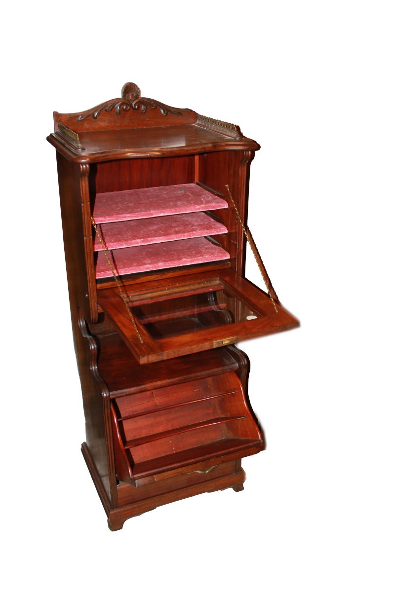Petit cabinet anglais de la seconde moitié du XIXème siècle, de style Victorien en bois d'acajo-photo-1