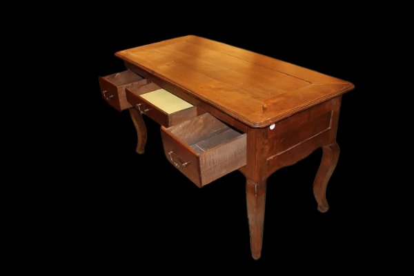 19th-century Provençal Writing Desk Made Of Walnut Wood With 3 Drawers-photo-1